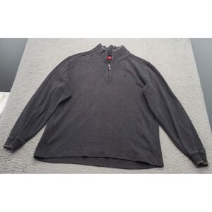 IZOD Sweater‎ Men's L Gray Knit Long Raglan Sleeve Mock Neck Quater Zip Pullover